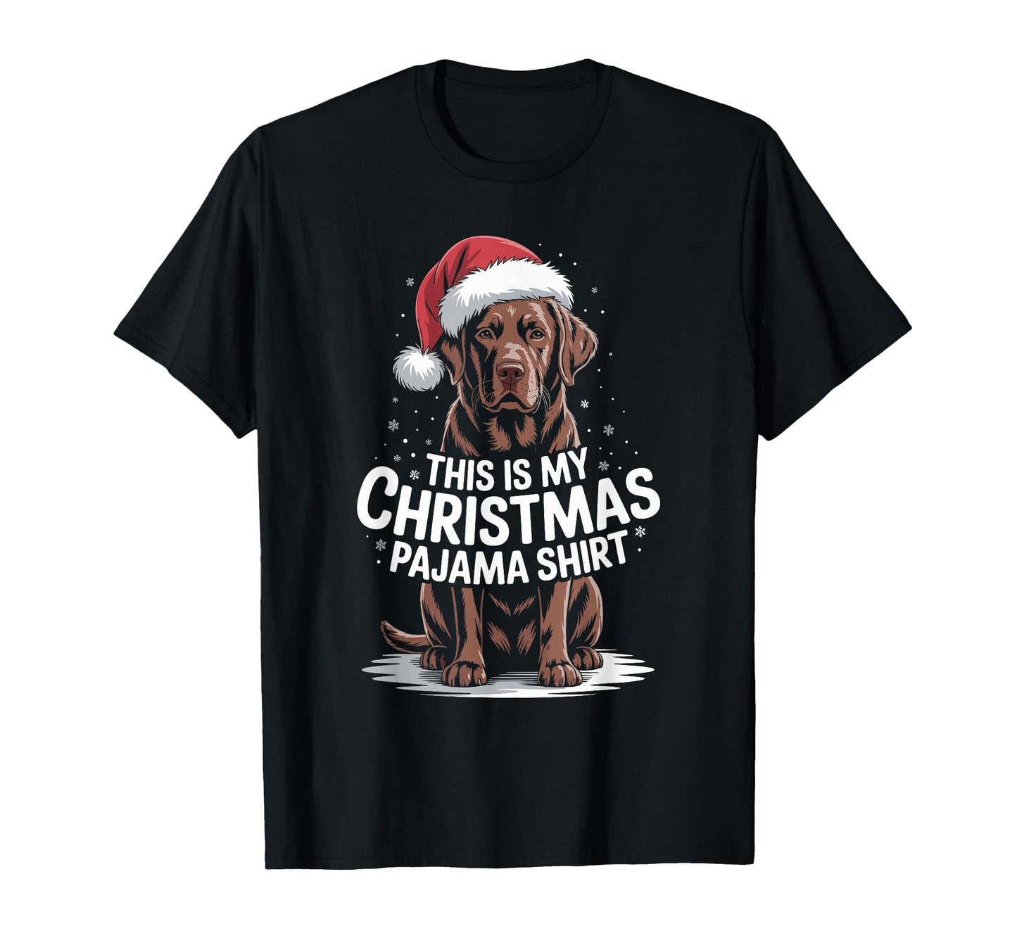 Chocolate Lab Dog Santa Hat Christmas Xmas Labrador T-Shirt