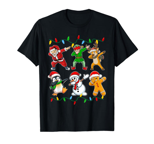 Dabbing Santa Reindeer Elf Snowman Friends Christmas Dab T-Shirt