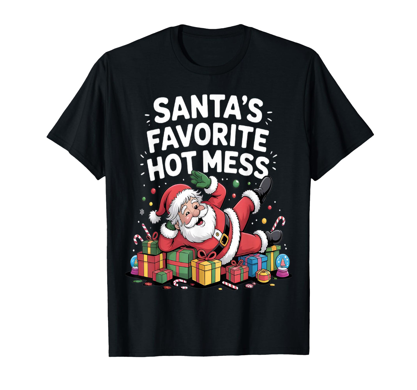 Santa's Favorite Hot Mess Christmas Funny Margarita T-Shirt