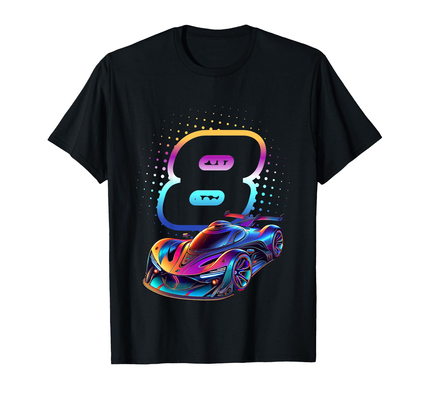 8 Year Old Race Car 8th Birthday Futuristic Racing Racecar T-Shirt