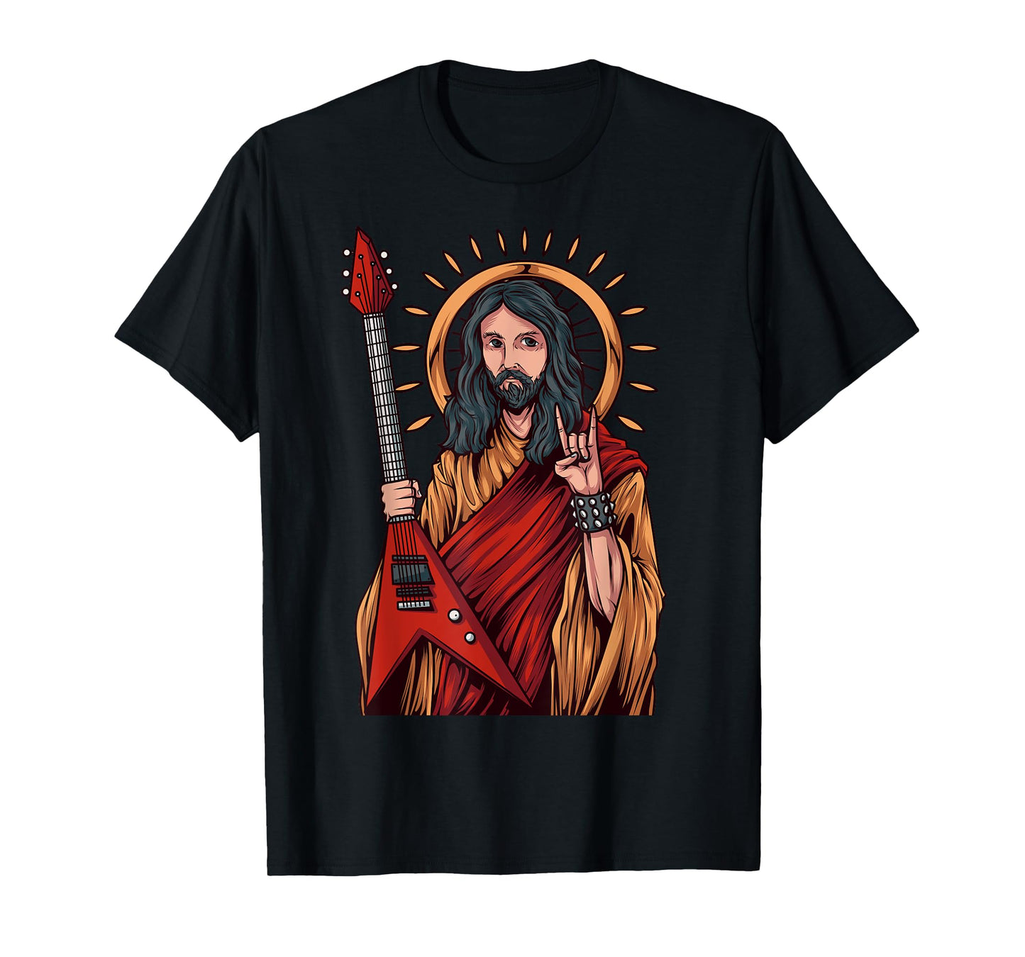 Jesus Playing Heavy Metal Guitar T-Shirt