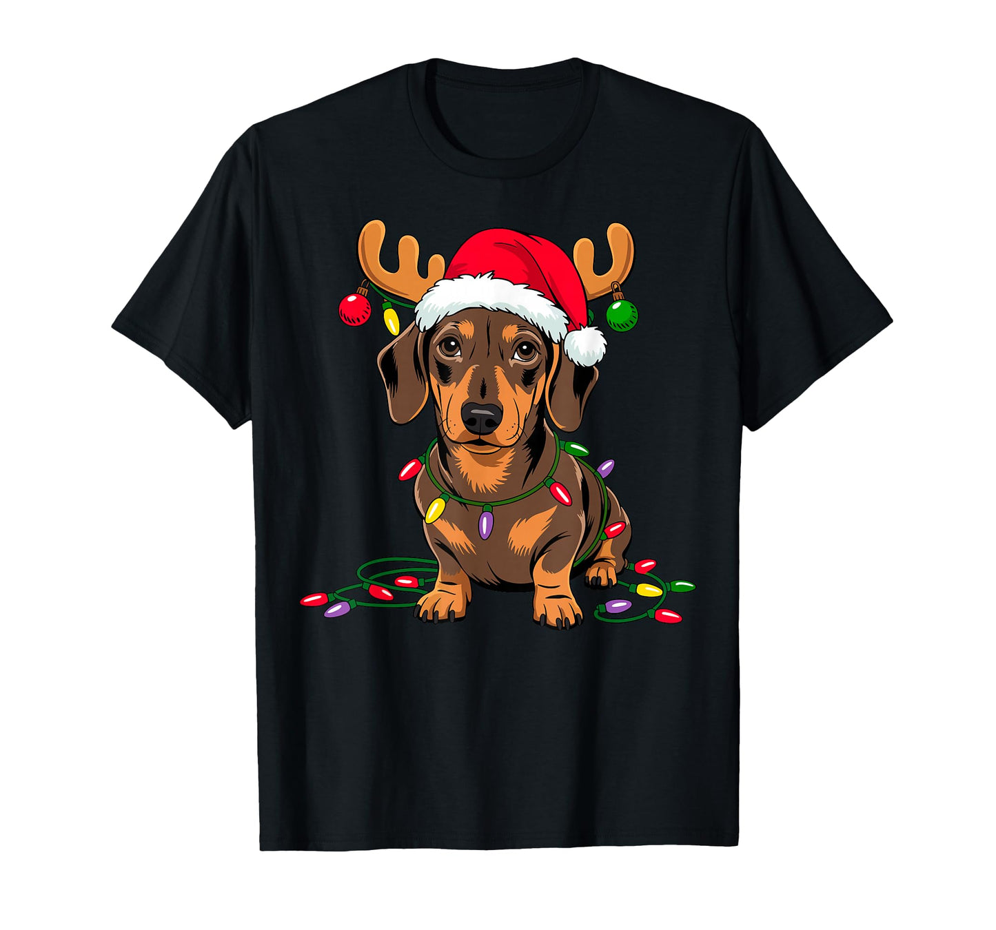 Christmas Dog Dachshund Santa Xmas Wiener Women Men Kids T-Shirt
