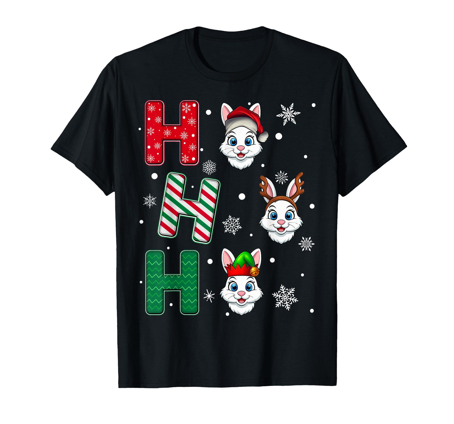 Ho Ho Ho Bunny Animal Matching Santa Elf Xmas T-Shirt