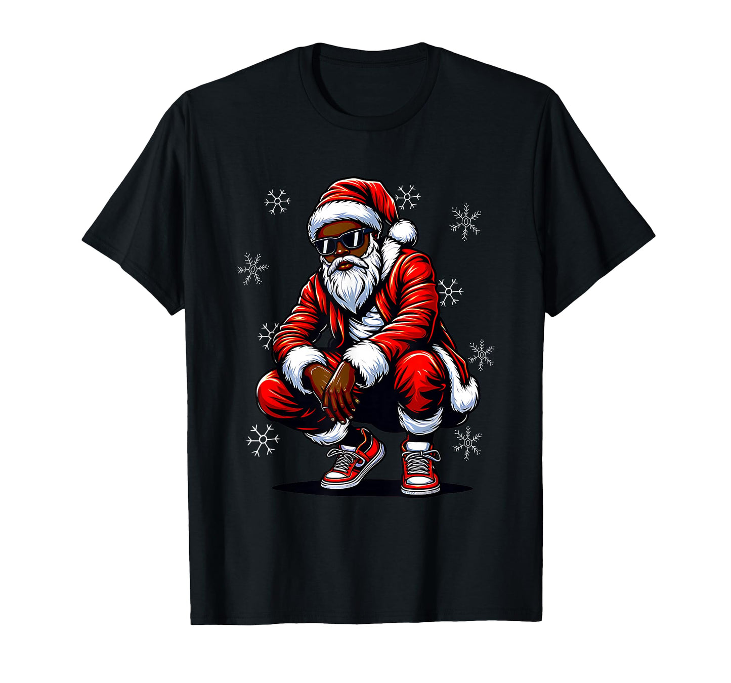 African American Christmas Pajama Xmas Afro Santa Claus PJ T-Shirt