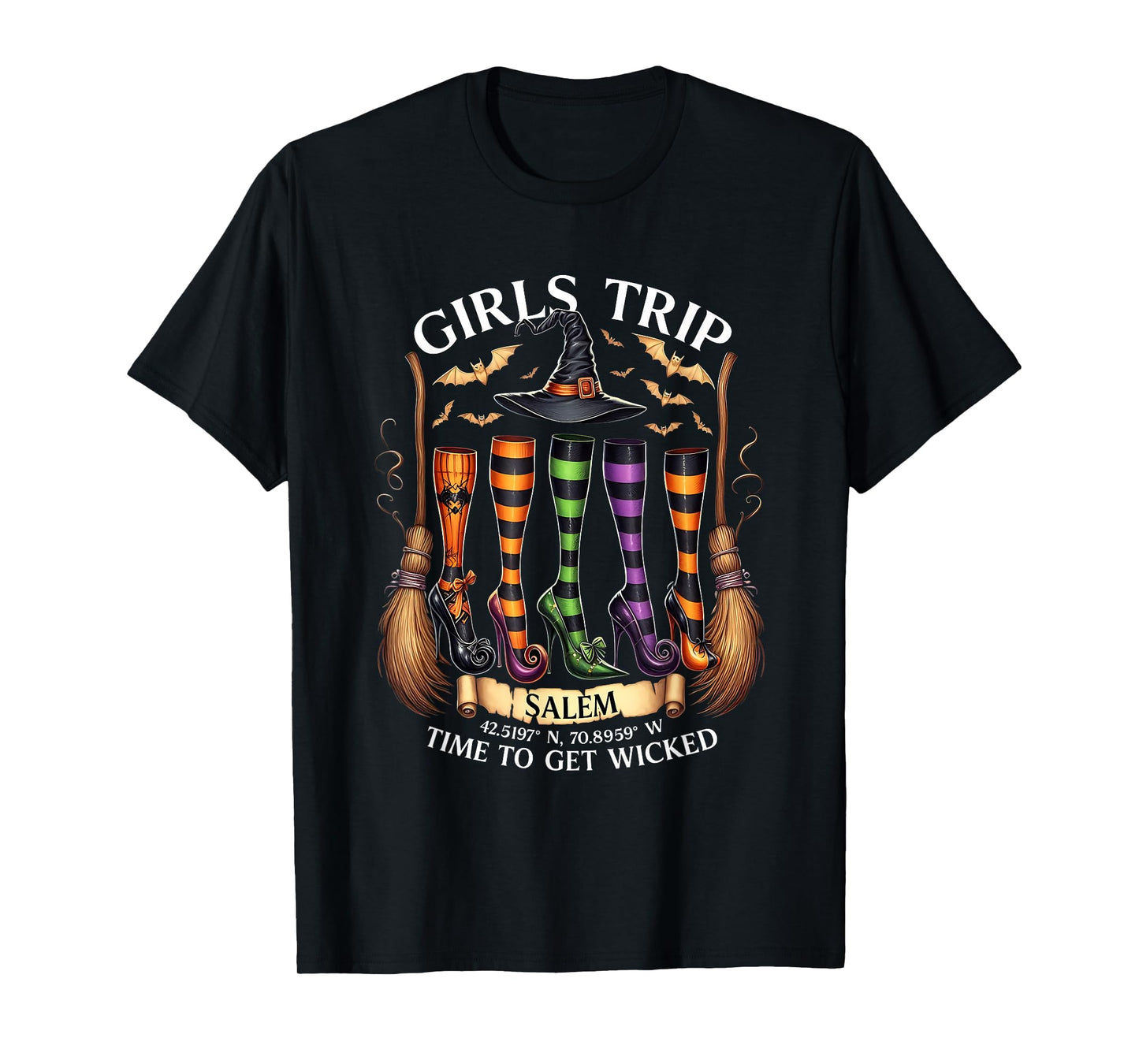 Retro Girls Trip Salem Time to Get Salem 1692 Halloween T-Shirt