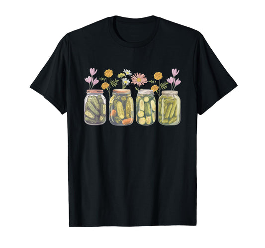 Vintage Canned Pickles Wildflower Canning Season Pickle Jar T-Shirt