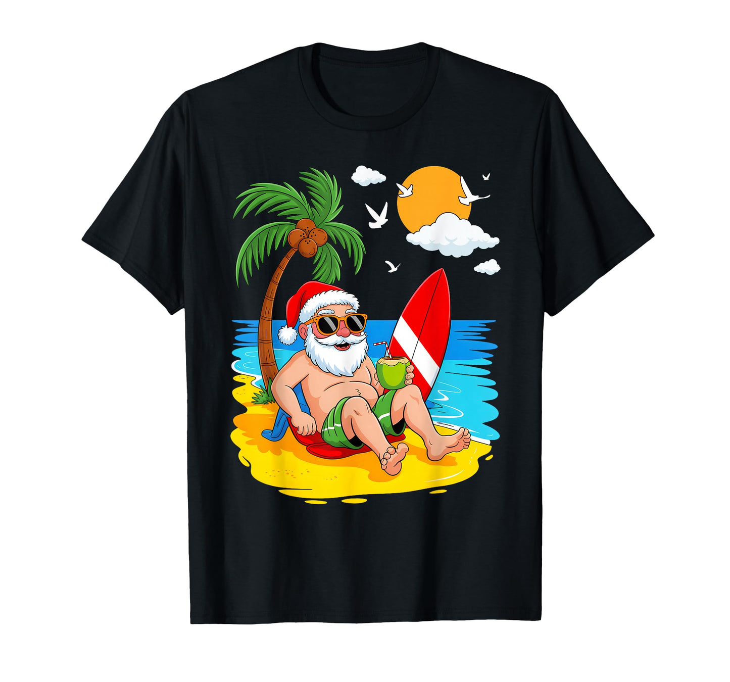 Christmas Santa Beach Xmas Tropical Hawaii Men Women Kids T-Shirt