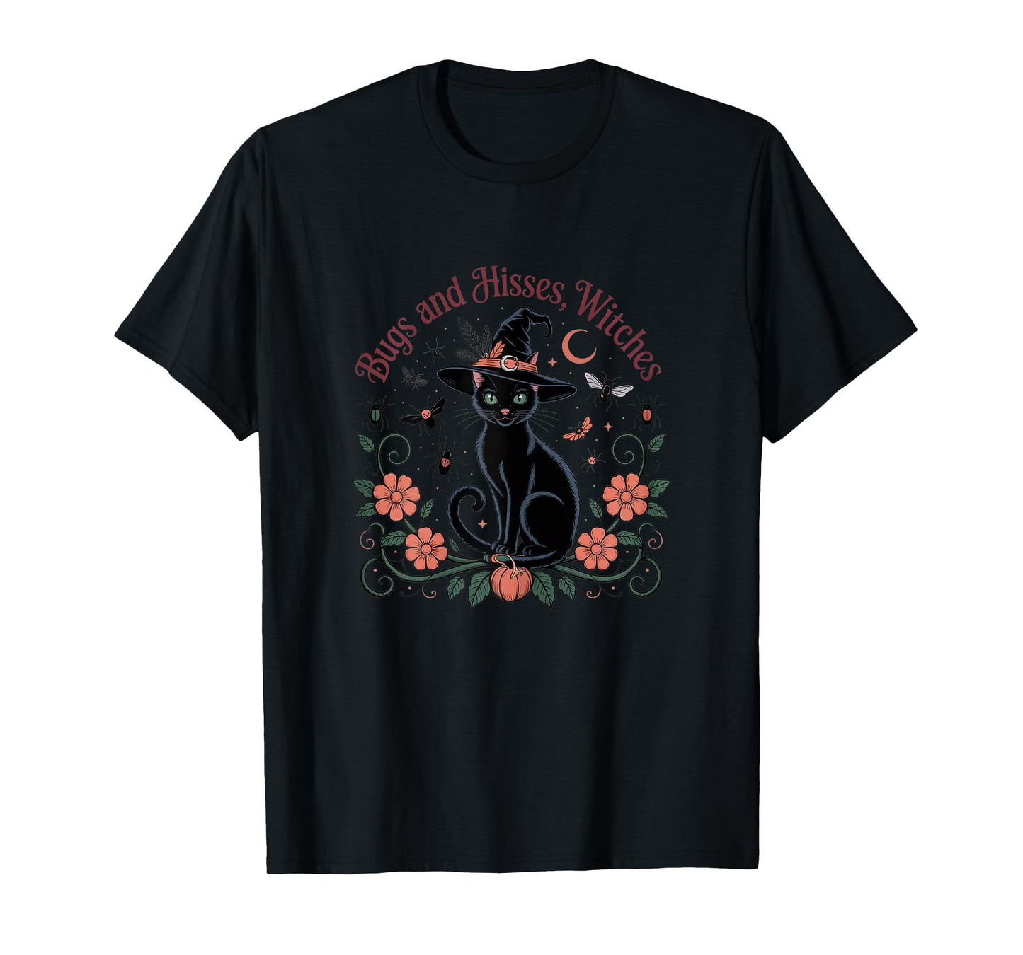 Bugs and Hisses Witches Cat Botanical Halloween Gothic Shirt T-Shirt