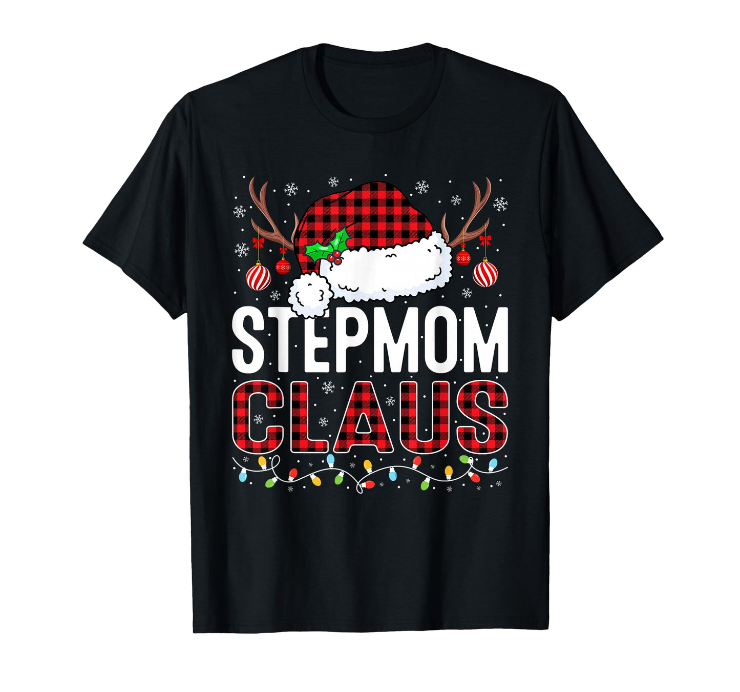 Christmas Lights Stepmom Claus Family Matching Xmas Pajama T-Shirt