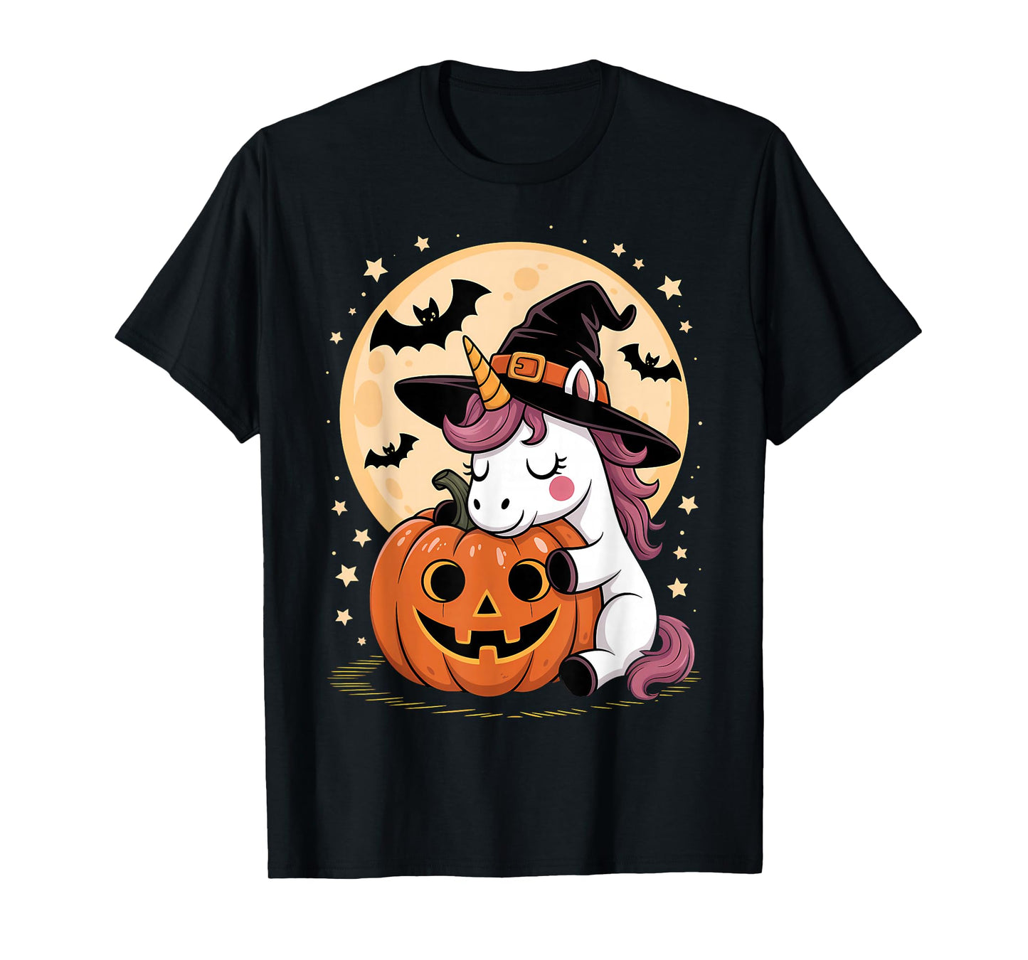 Halloween Unicorn Witch Hat Pumpkin Spooky T-Shirt