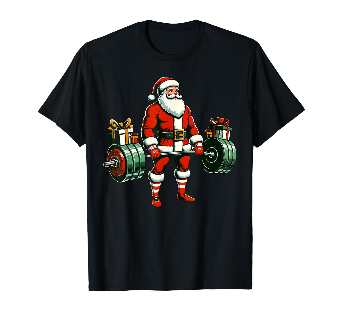 Funny santa Weightlifting christmas, santa deadlifting T-Shirt