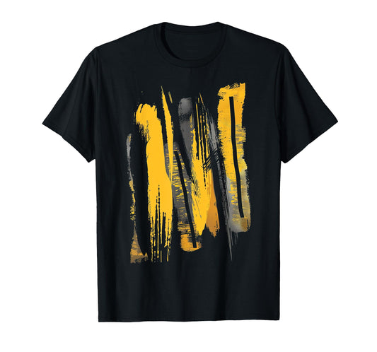 Black And Yellow Brushstrokes Graphic T-Shirt