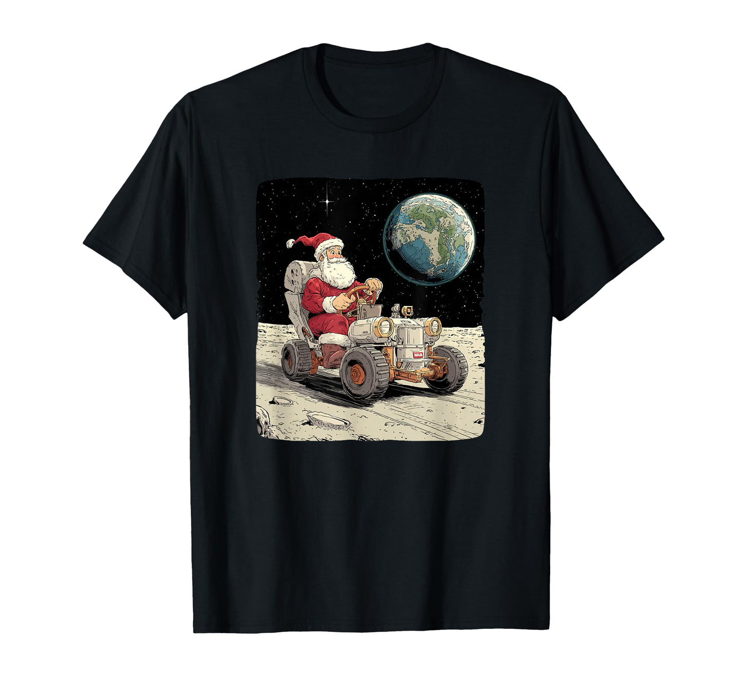 Amazing Christmas Vehicle on Moon for Space Santa Lovers T-Shirt