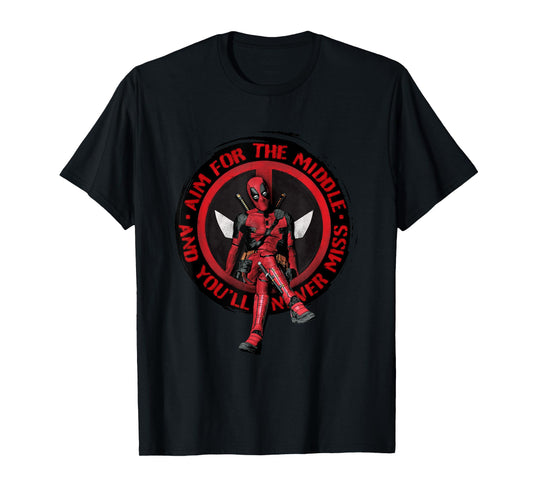 Marvel Deadpool & Wolverine Aim For The Middle Distressed T-Shirt