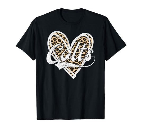 Colts Heart Leopard Name Vintage Retro Girl Men Women Kids T-Shirt