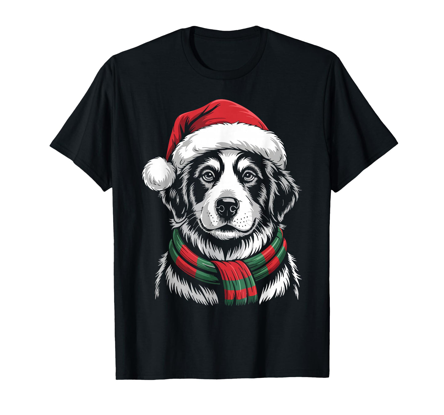 Great Pyrenees Dog Xmas Santa Hat Scarf Christmas Costume T-Shirt