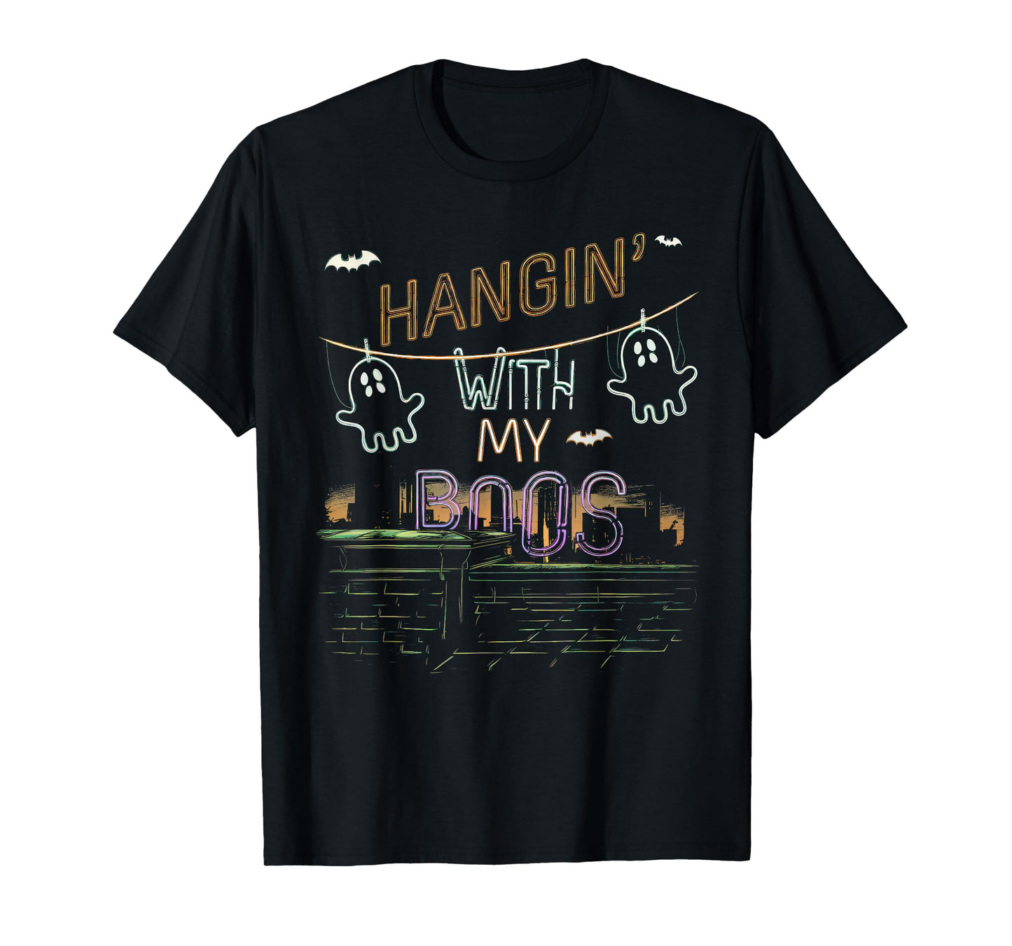 Hangin' with My Boos Tshirt Halloween Ghost Scary Witch Men T-Shirt