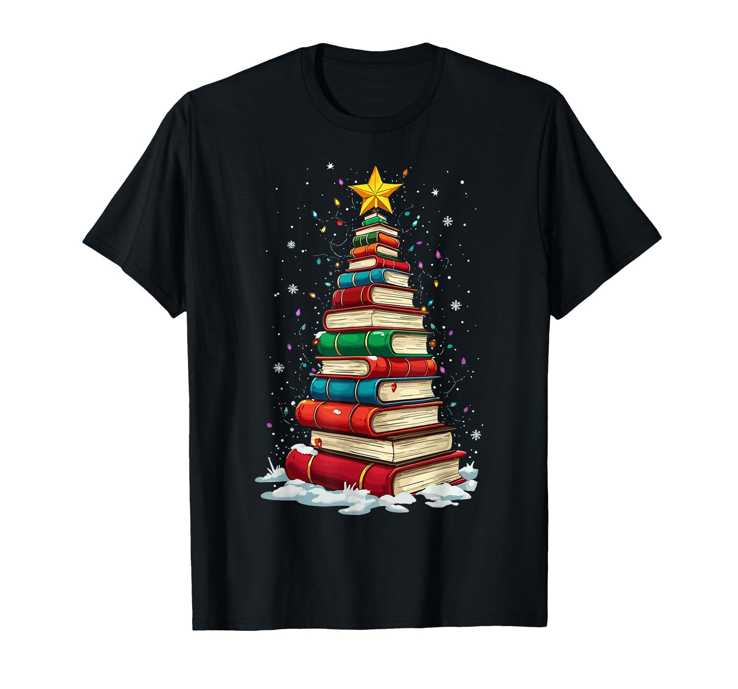 Book Christmas Tree Book Lover Teacher Librarian T-Shirt