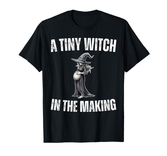 A Tiny Witch in The Making Halloween Pregnancy Announcement T-Shirt