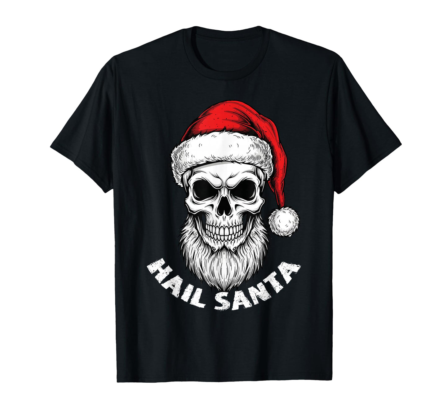 Hail Santa Pagan Happy Solstice Hate Christmas Skull T-Shirt