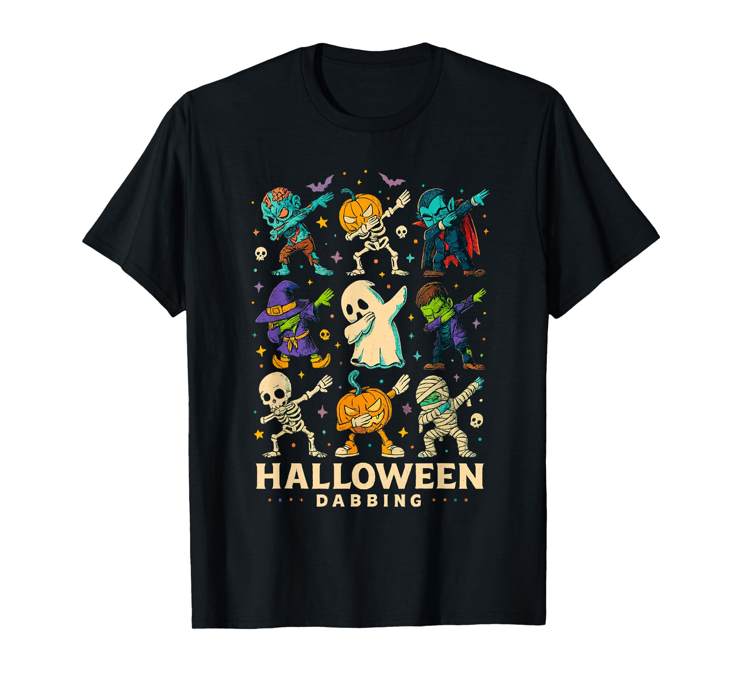Funny Halloween Dab Dance with Skeleton Witch Zombie Ghost T-Shirt