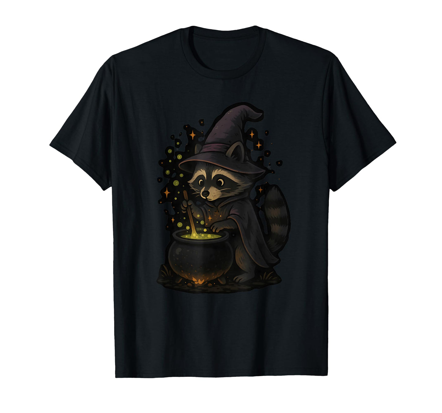 Witch Raccoon Stirring Cauldron T-Shirt
