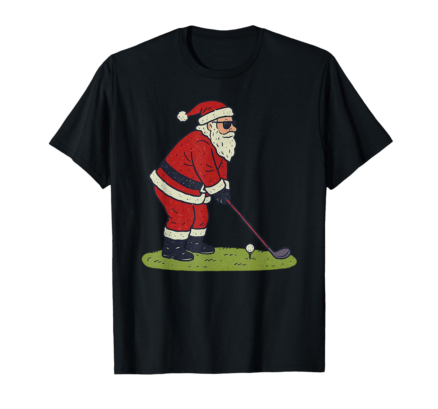 Santa Playing Golf Christmas Vintage Funny Xmas T-Shirt