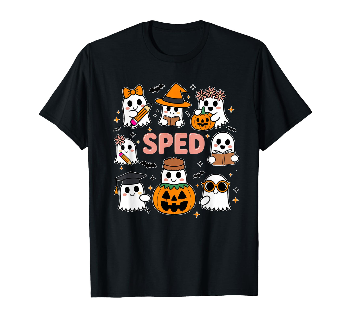 SPED Ghost Squad Reading Pencil Pumpkin Witch Halloween T-Shirt