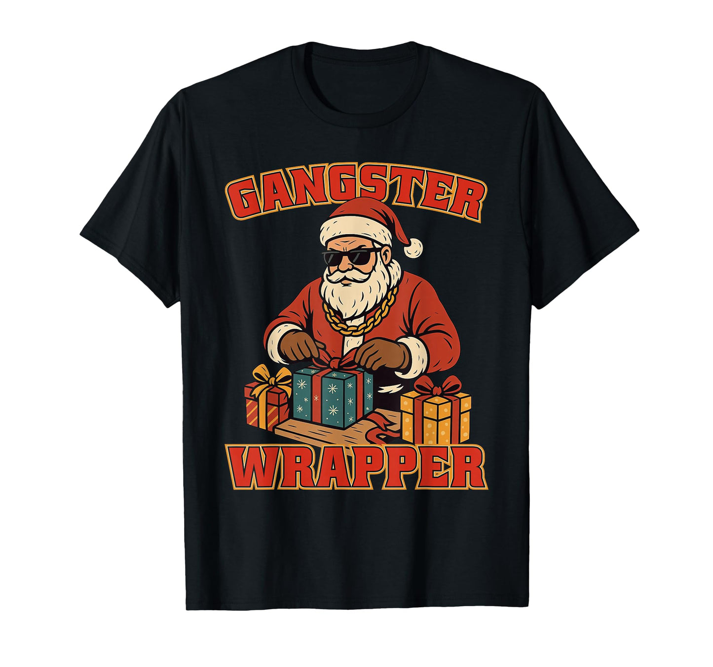 Gangster Wrapper Cool Hiphop Santa Claus Christmas T-Shirt