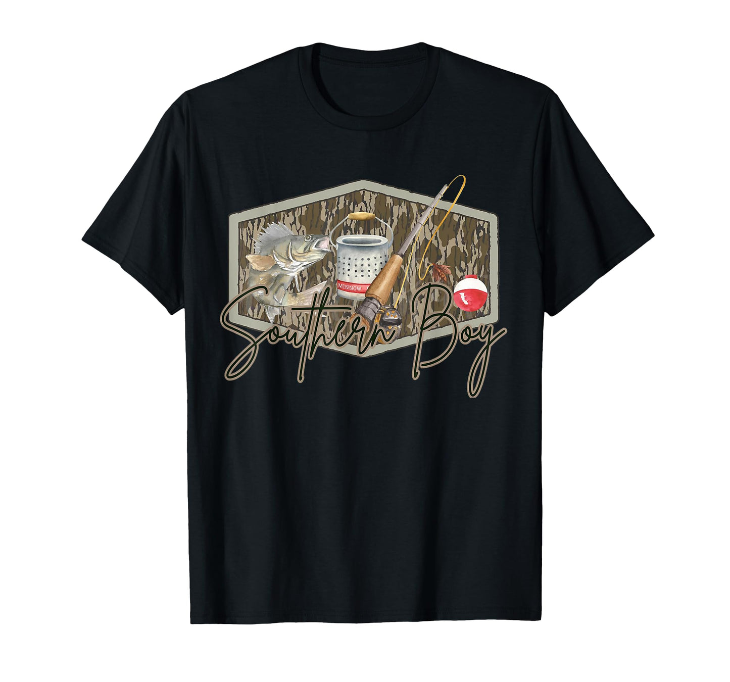 Southern Boy Fishing Camouflage Old Camo Southern Vibes T-Shirt
