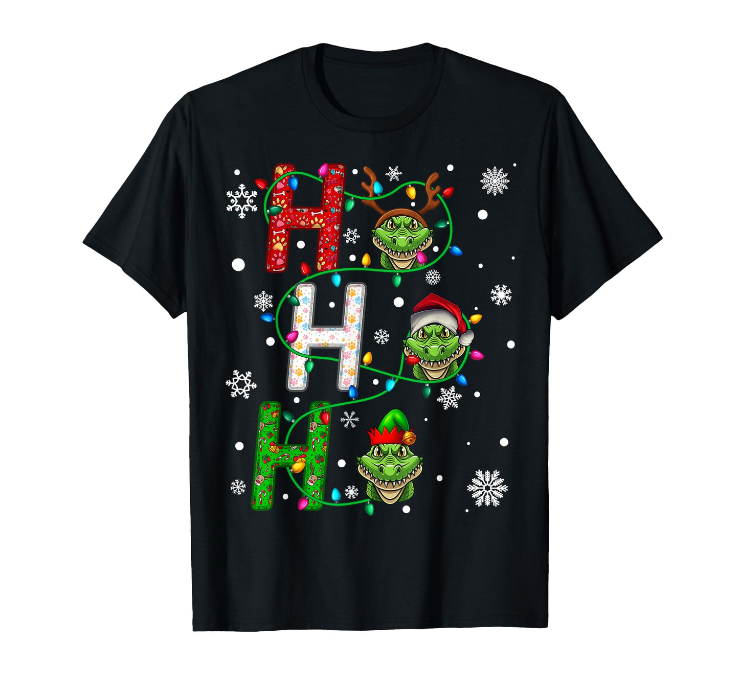 Matching Christmas Santa Hat Ho Ho Ho Alligator Animal Xmas T-Shirt