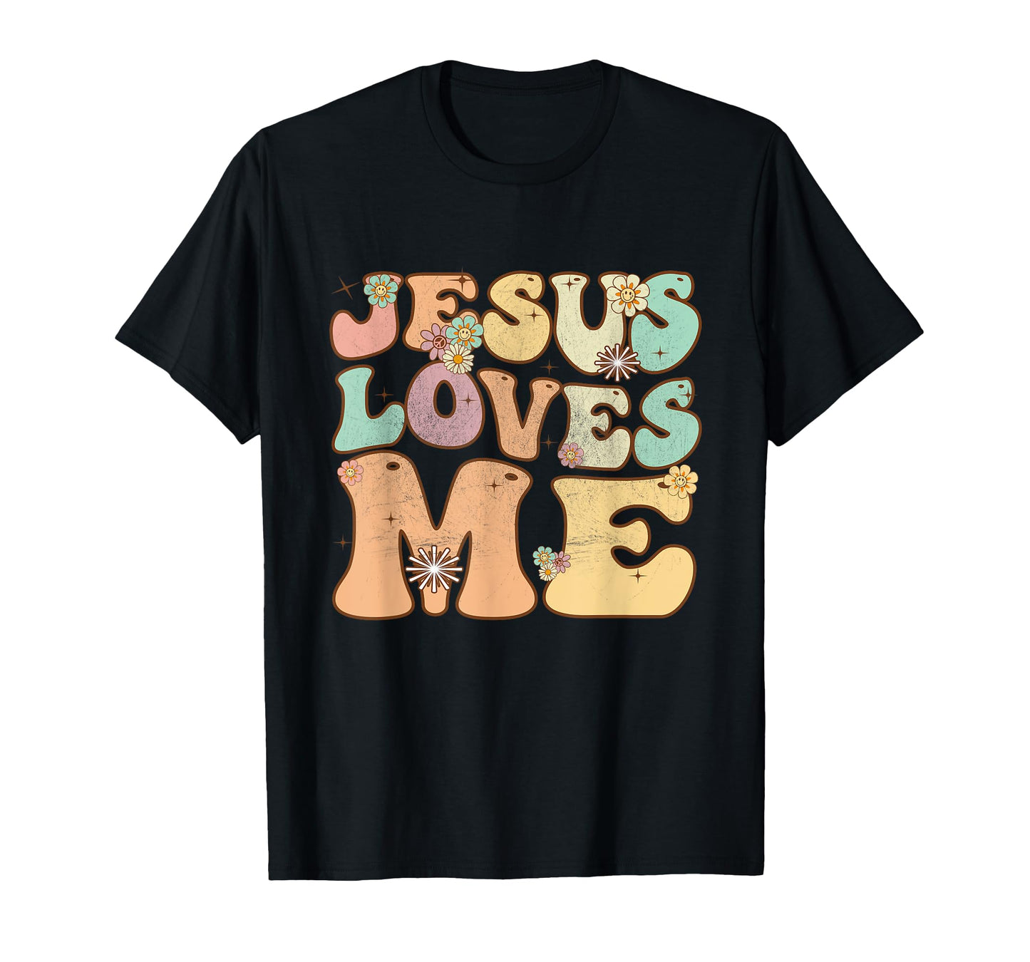 Groovy Jesus Loves Me Vintage Retro Christian Mens Womens T-Shirt