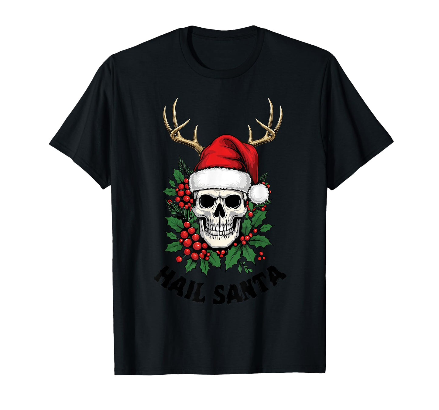 Hail Santa Pagan Happy Solstice Spooky Christmas Skeleton T-Shirt