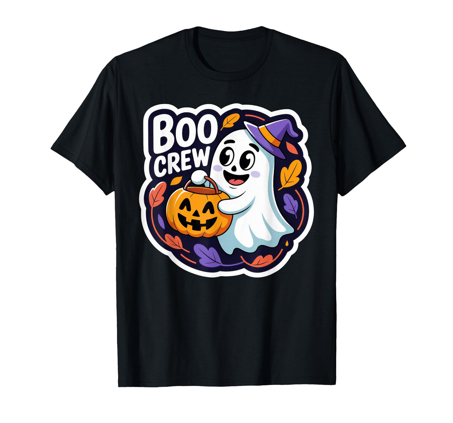 Cute Ghost Boo Crew Halloween Pumpkin Trick Fun Fall Vibes T-Shirt