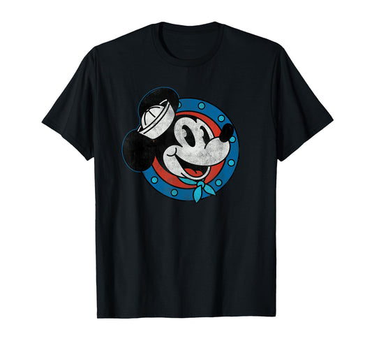 Disney Cruise Sailor Mickey Mouse Distressed Retro Vintage T-Shirt