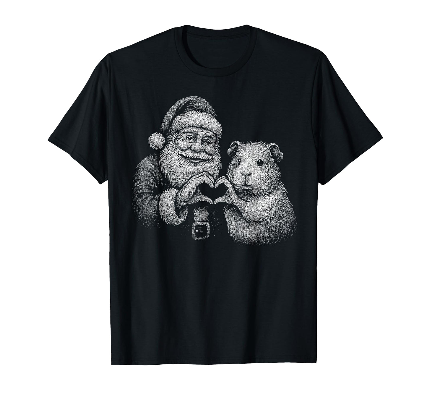 Guinea Pig Santa Claus Heart Shape Christmas Pet Lover T-Shirt