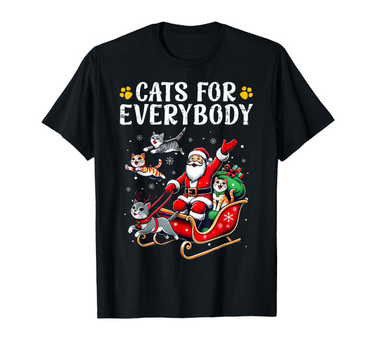 Cats For Everybody Christmas Cat Funny Xmas Men Women Santa T-Shirt