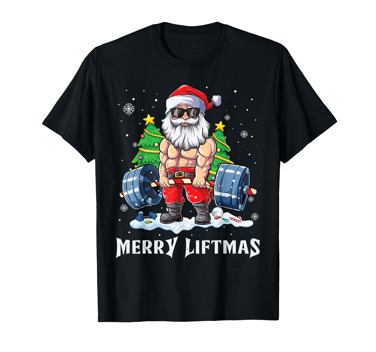 Merry Liftmas Funny Santa Claus Gym Fitness Weightlifting T-Shirt
