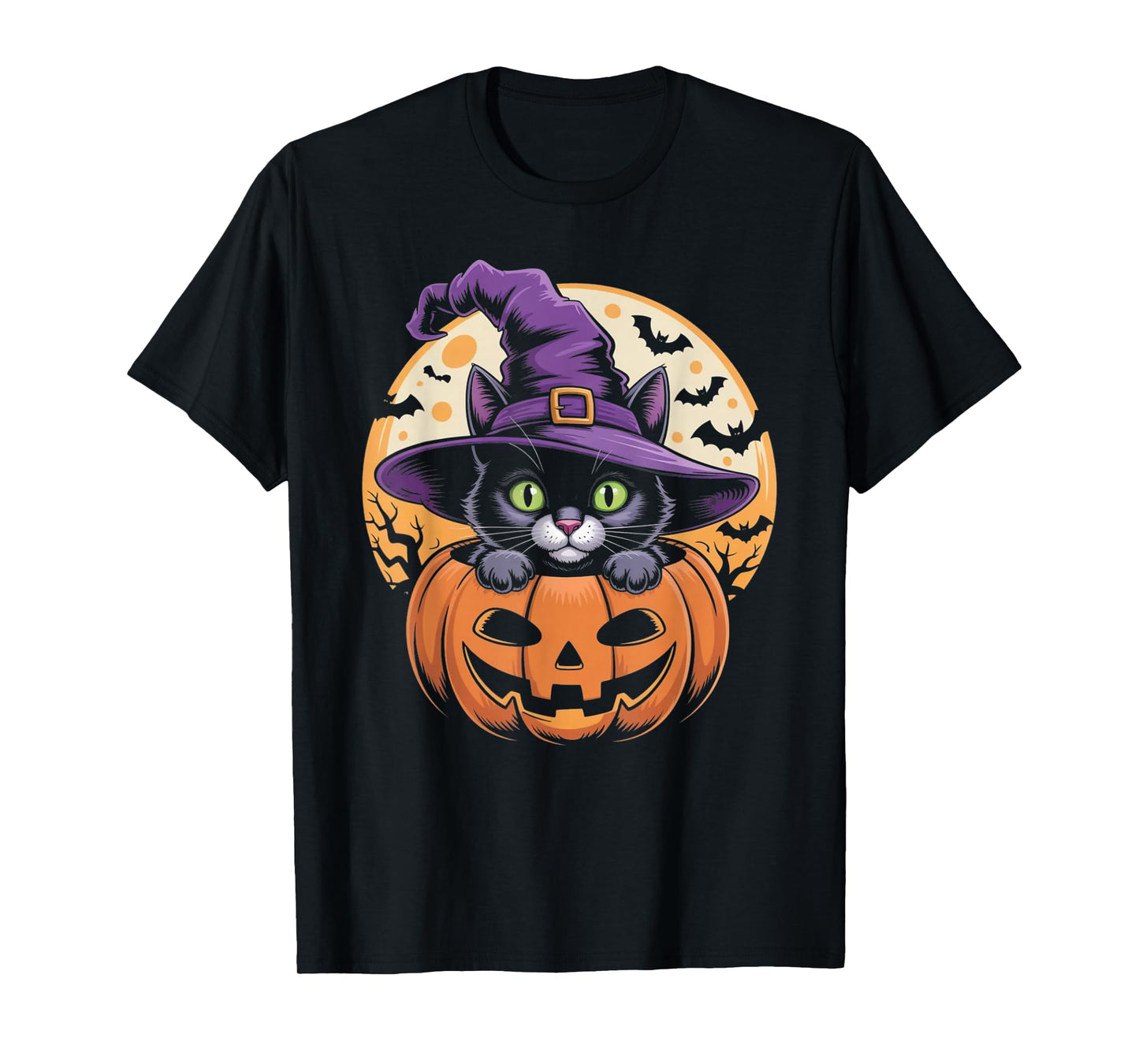 Cat Halloween Pumpkin Black Cat Scarry Spooky Gifts Kids T-Shirt