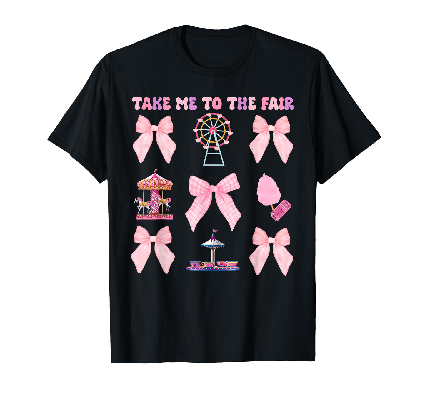 Take Me To The Fair Ferris Wheel Pink Bow T-Shirt