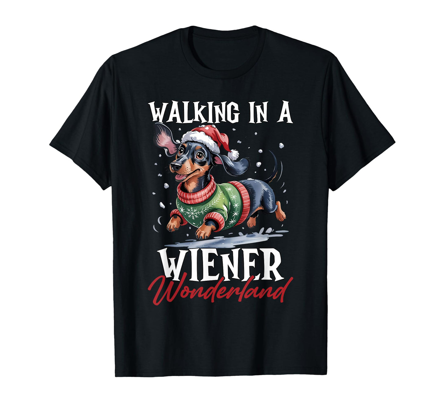 Funny Walking in A Wiener Wonderland Dachshund Lover Women T-Shirt