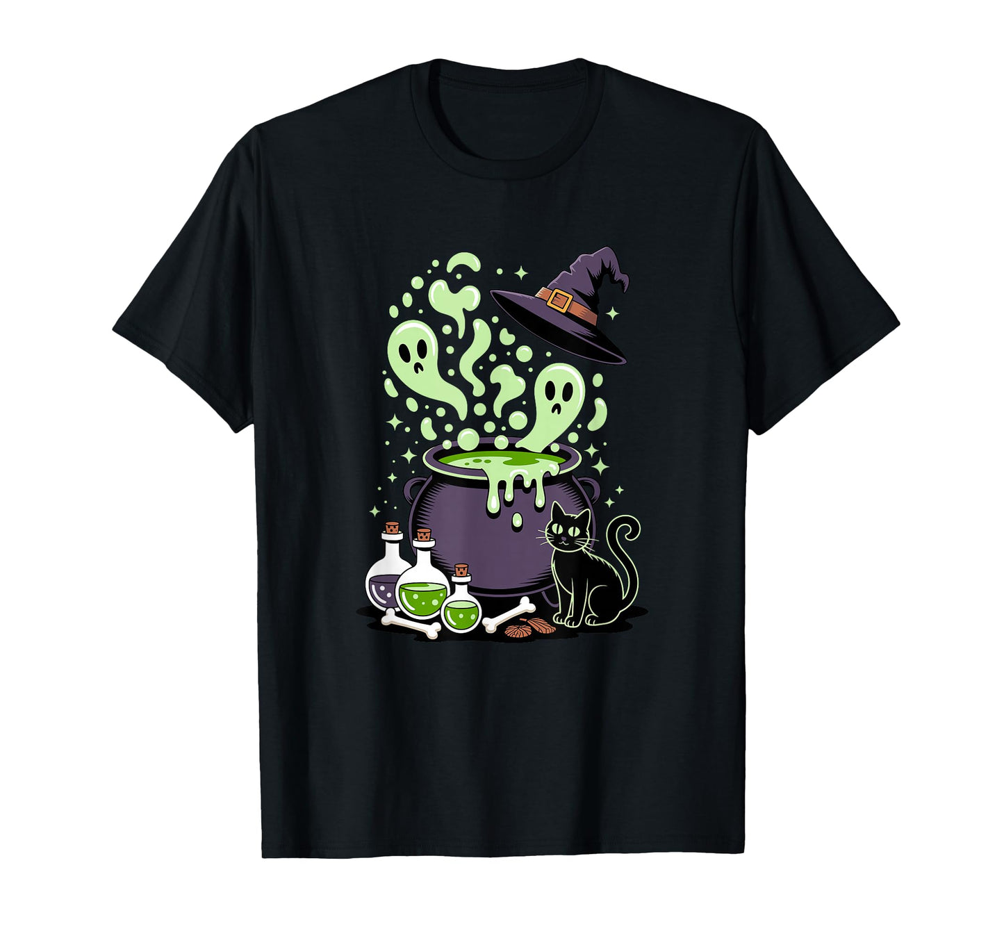 Halloween Potion Witch Hat Cauldron Witchcraft T-Shirt