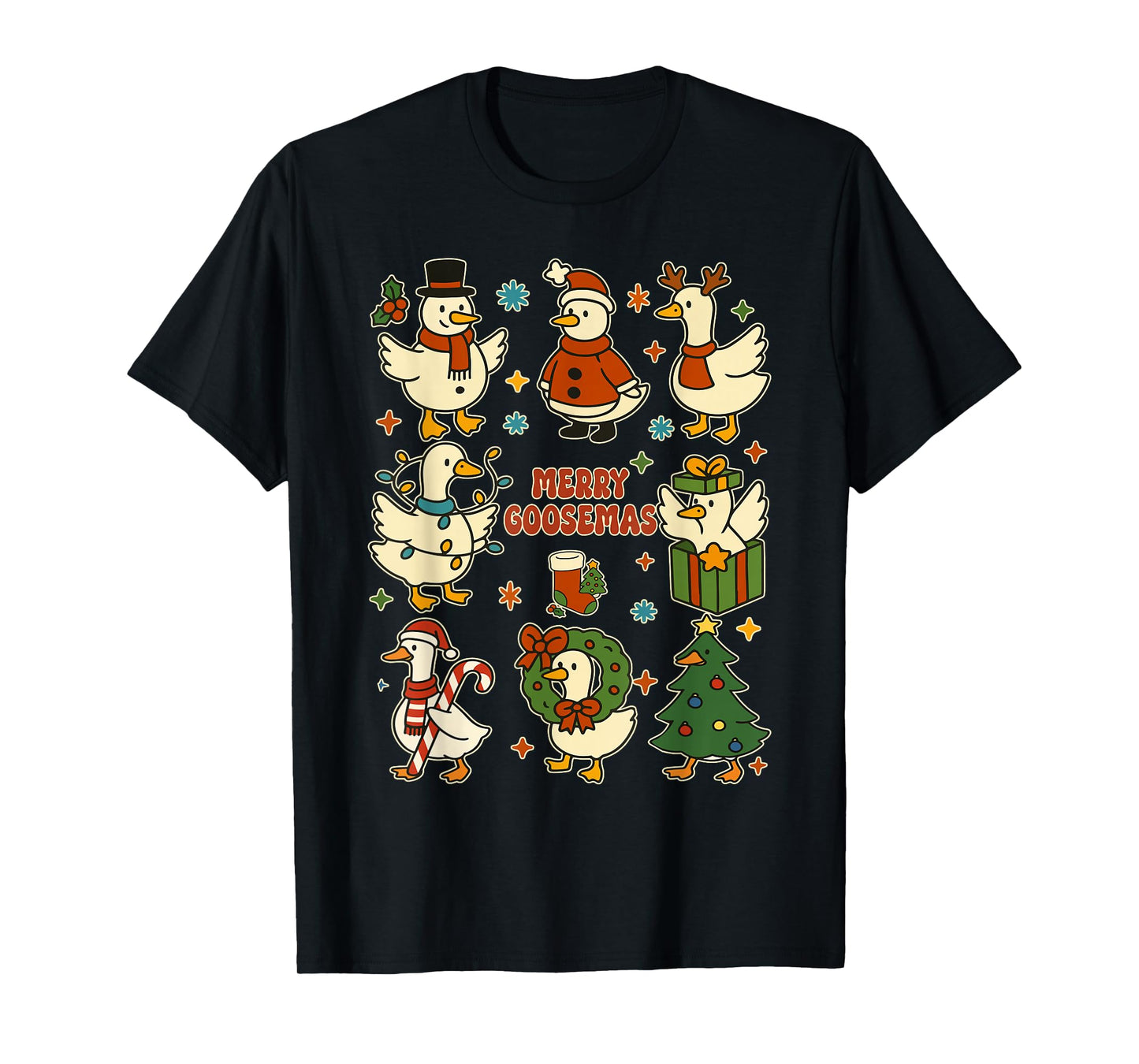 Merry Goosemas Funny Christmas Duck Silly Goose Memes T-Shirt