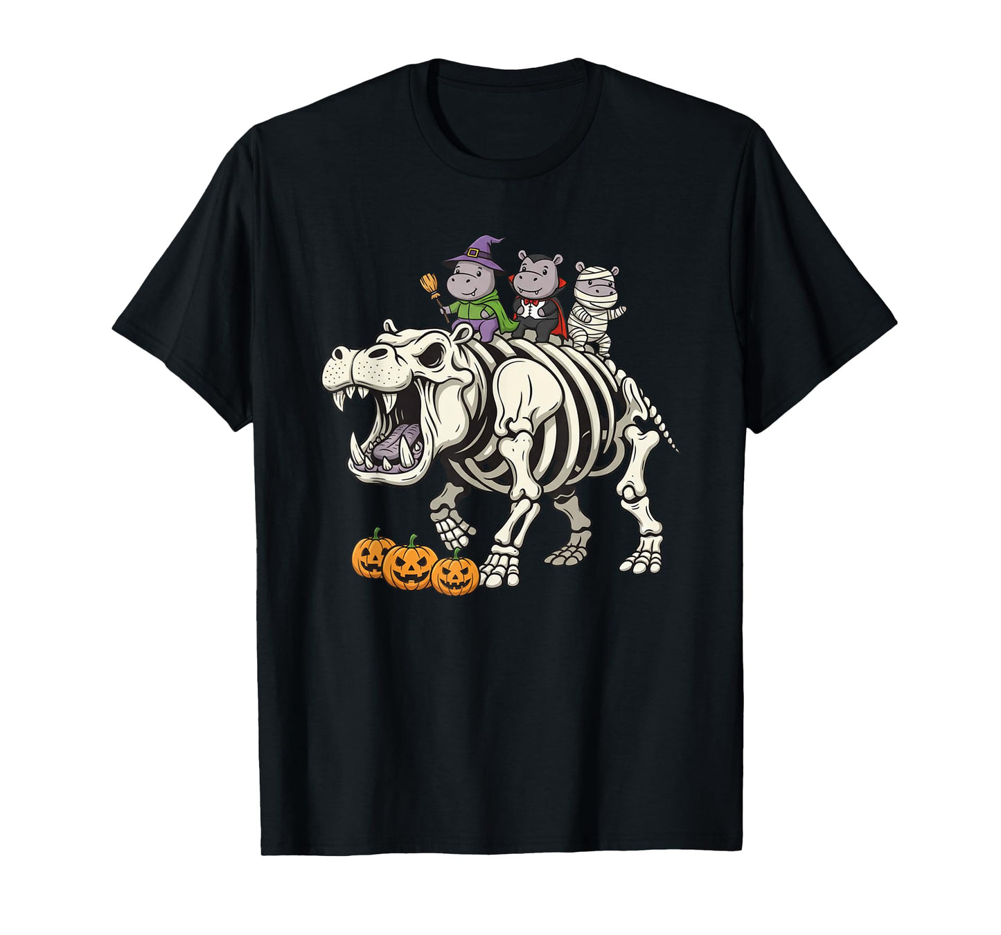 Funny Hippo Skeleton Mummy Witch Halloween Kids Mens Womens T-Shirt