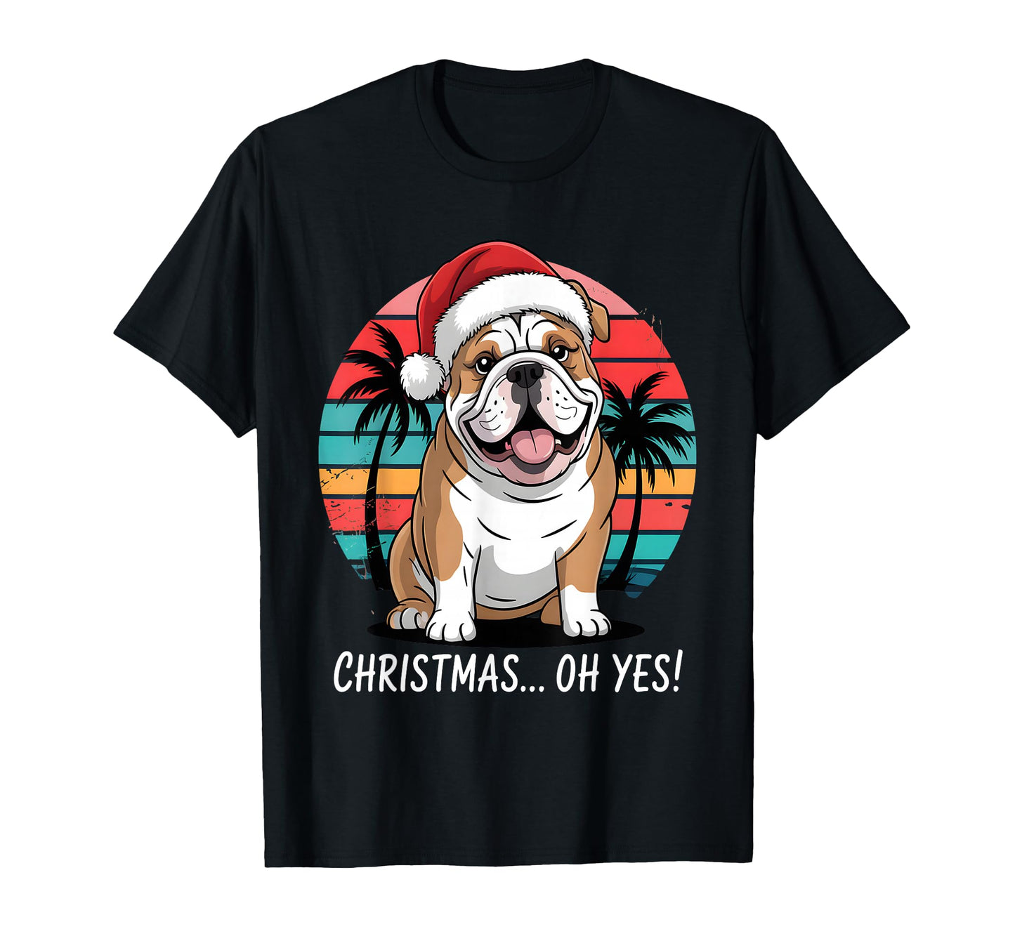 Funny Father Christmas Xmas British Bulldog Party Costume T-Shirt