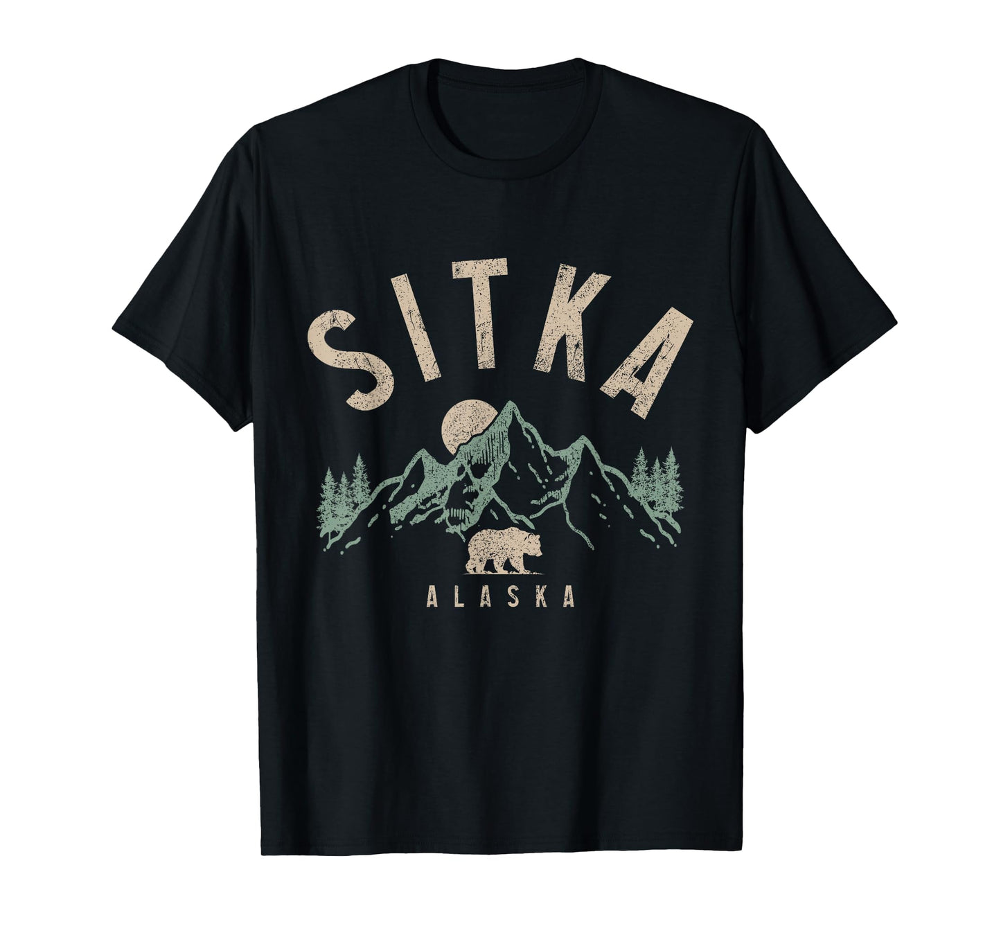 Sitka Alaska Vintage Mountains Grizzly Bear Nature Lover T-Shirt