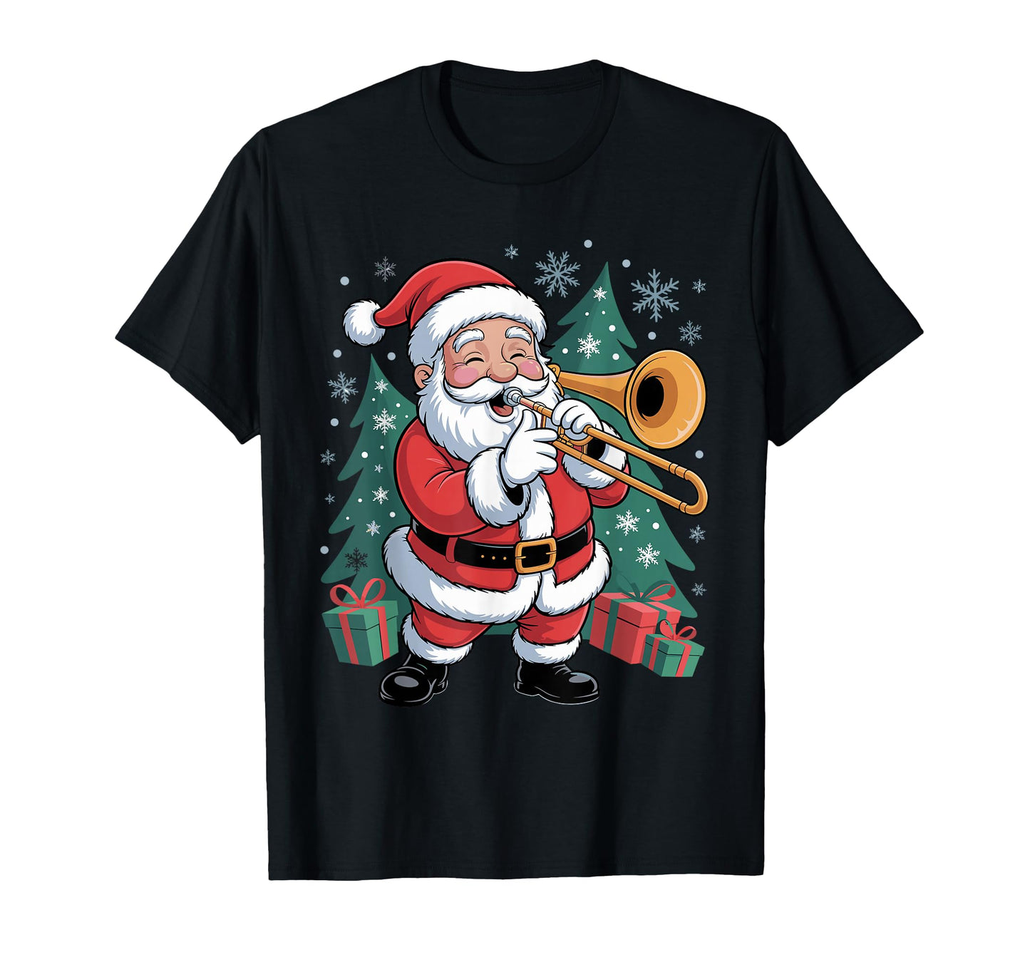 Funny Santa Christmas Design Trombone Holiday Xmas Pajama T-Shirt