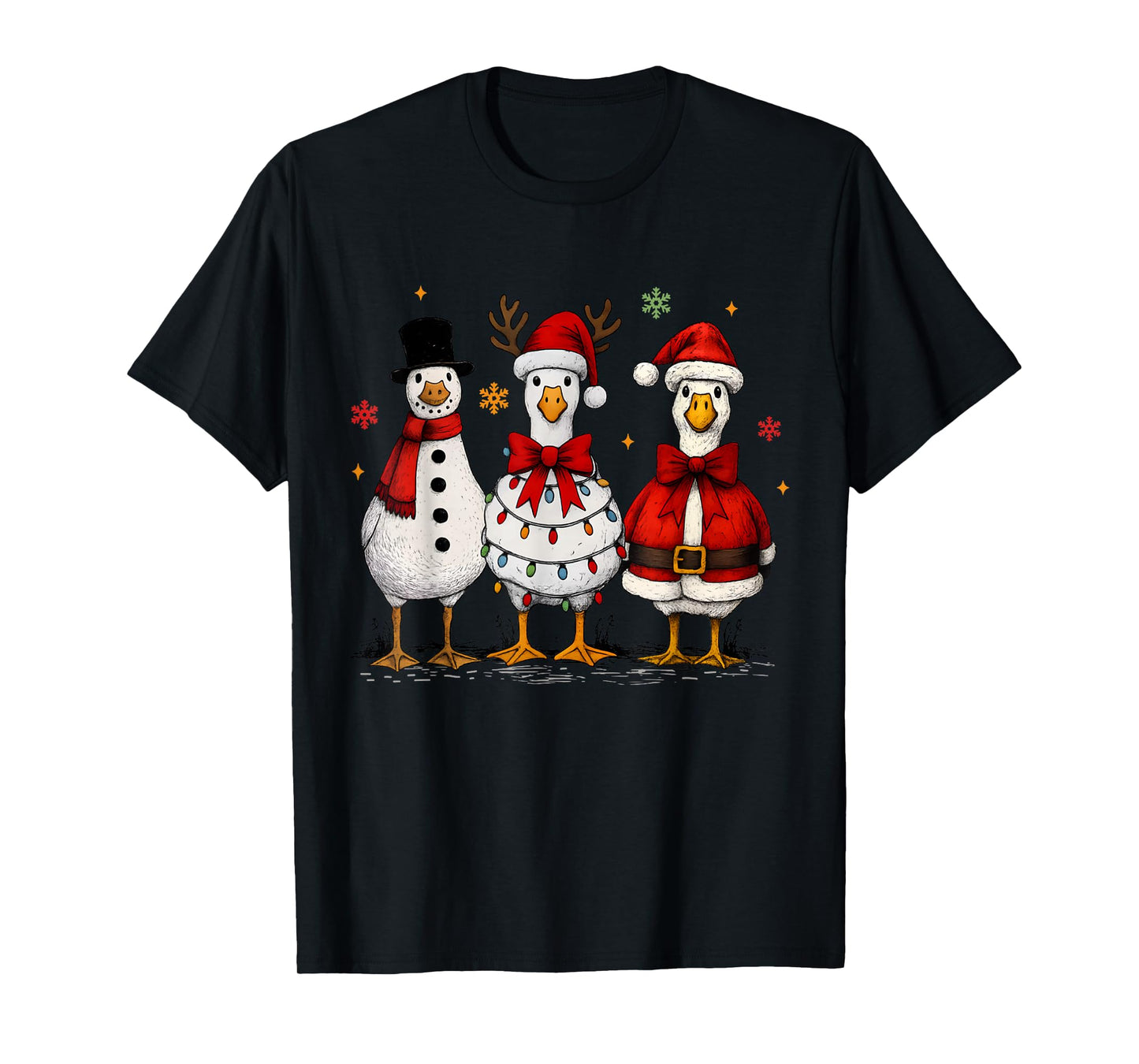 Vintage Funny Silly Goose Santa Christmas Holiday Cute Xmas T-Shirt