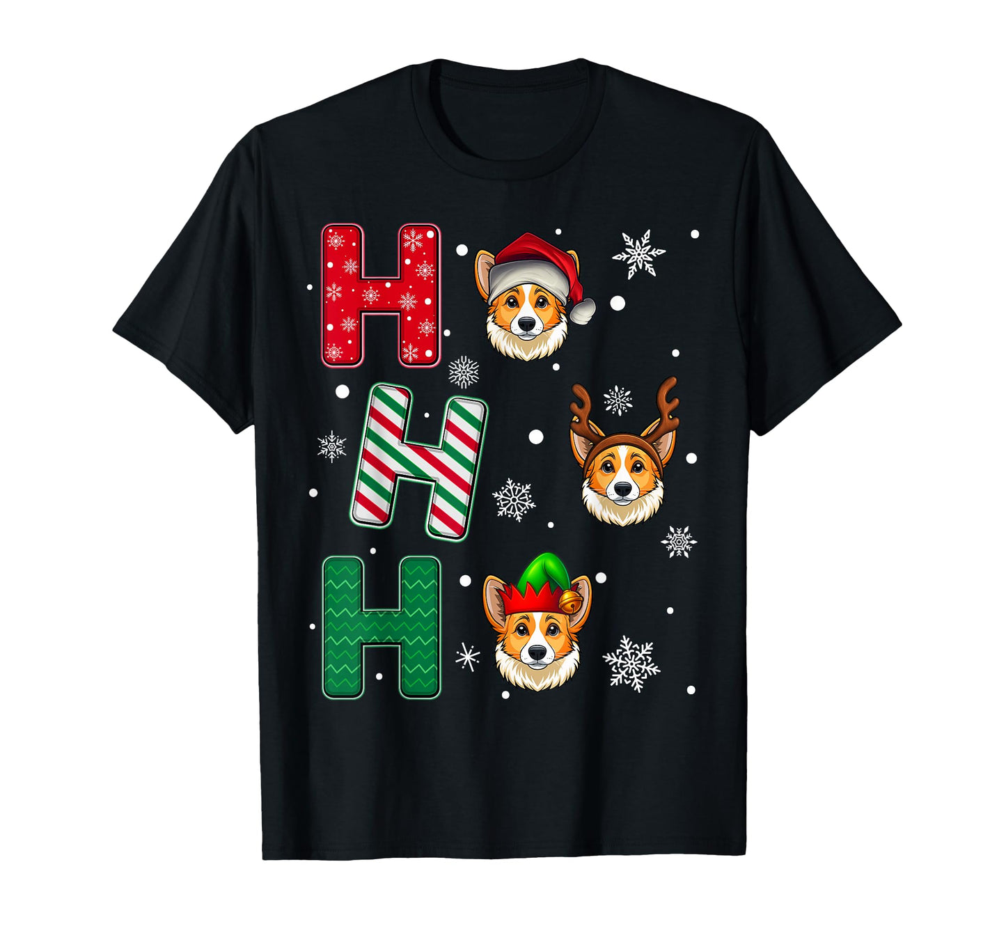 Ho Ho Ho Corgi Dog Lover Matching Christmas Santa Elf Xmas T-Shirt