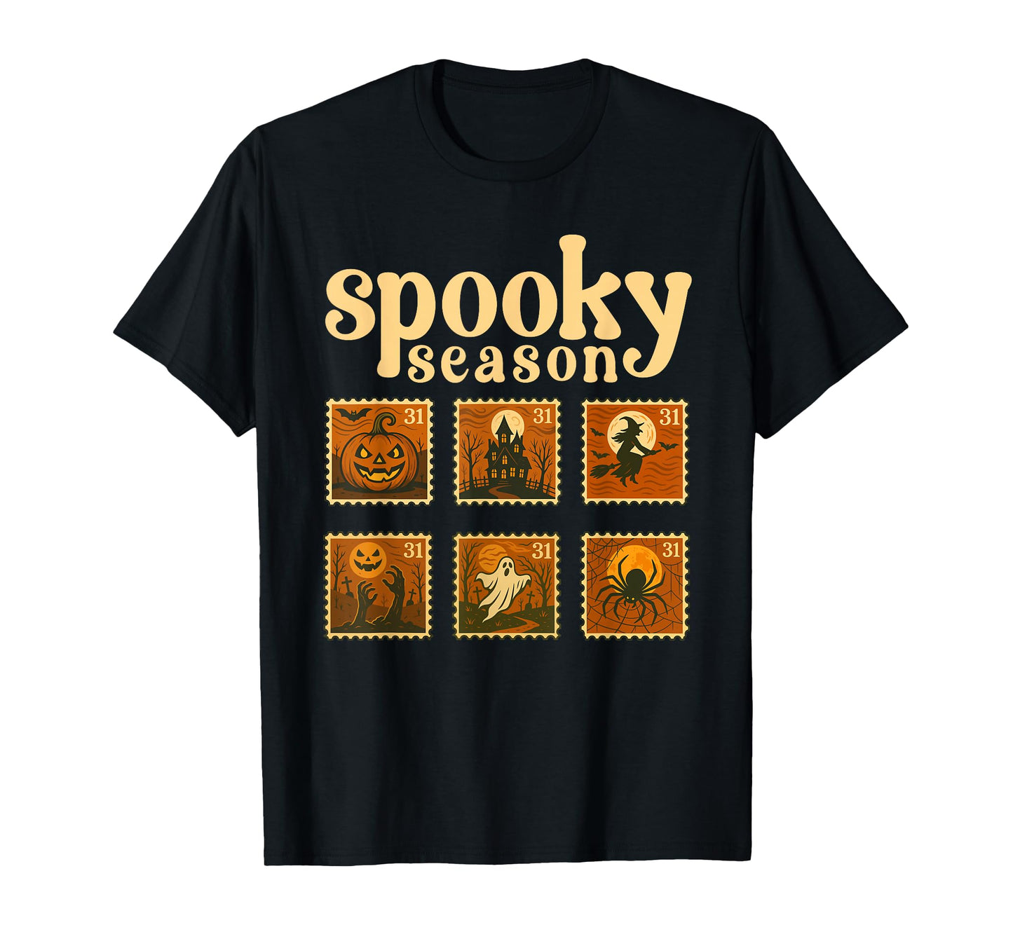 Vintage Halloween Postage Stamps Spooky Art T-Shirt